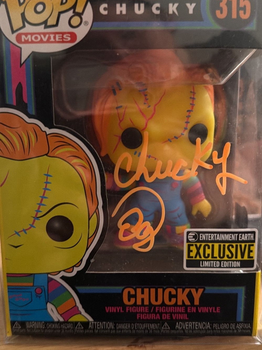 Funko Chucky Vinyl Figure - Yellow Face, Orange Hair, Rainbow Outfit
